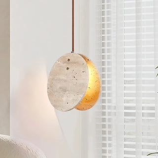 Edilberto - Double Circular Stone Wabi Sabi Hanging Pendant Ceiling Light