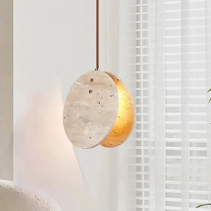 Edilberto - Double Circular Stone Wabi Sabi Hanging Pendant Ceiling Light