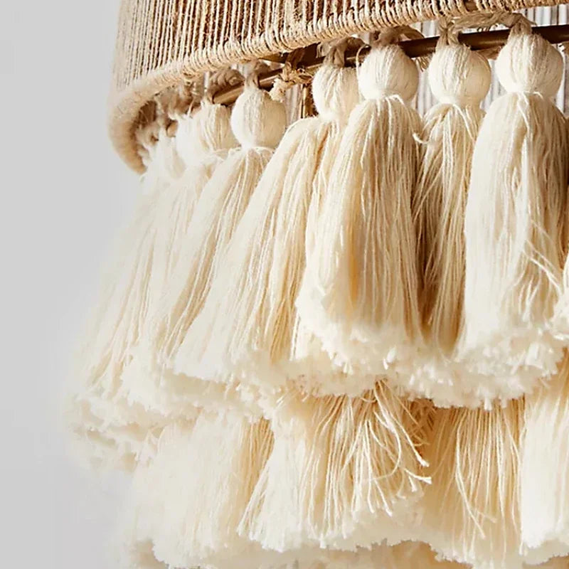 Lazaro - Natural Hemp Rope Macrame Tassel Hanging Pendant Ceiling Light