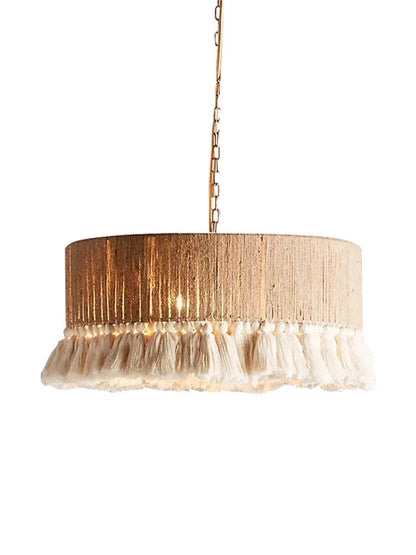 Lazaro - Natural Hemp Rope Macrame Tassel Hanging Pendant Ceiling Light