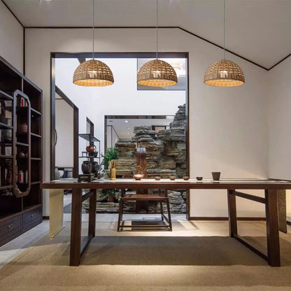 Celina - Natural Rattan Hand-Woven Bamboo Ceiling Pendant Light