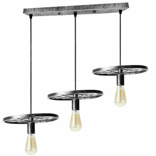Flores - 3 Head Brushed Silver Iron Wheel Adjustable Ceiling Light
