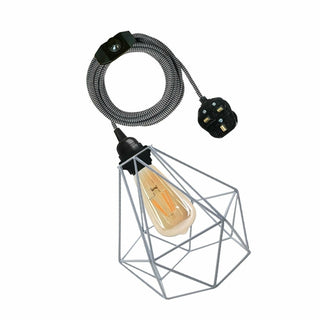 Giavanna - Modern Caged Fabric Cord Plug In Pendant Light