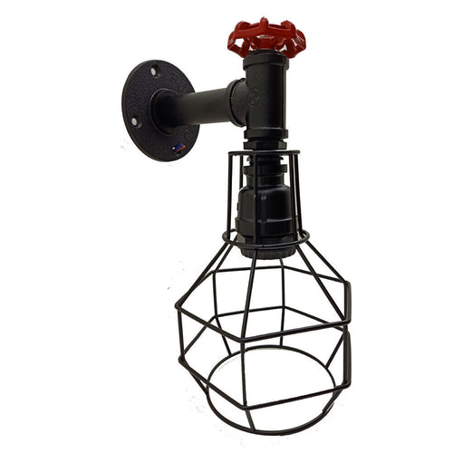 Adriel - Industrial Pipe Caged Pendant Wall Light