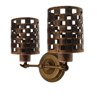 Schultz - Brushed Copper Vintage Round 2 Head Wall Light