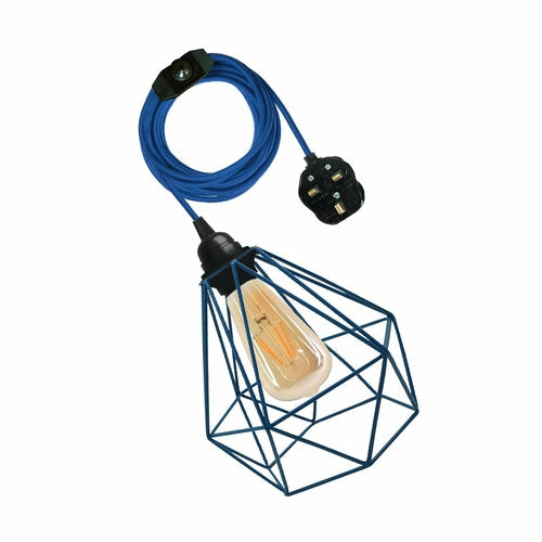 Giavanna - Modern Caged Fabric Cord Plug In Pendant Light