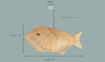 Amaris - Modern Bamboo Wood Hanging Fish Ceiling Light