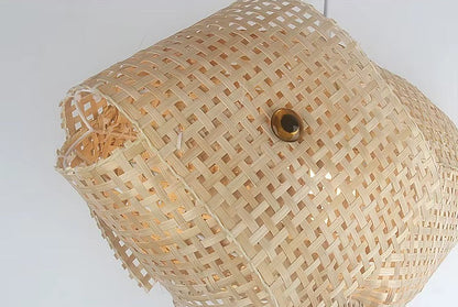 Amaris - Modern Bamboo Wood Hanging Fish Ceiling Light