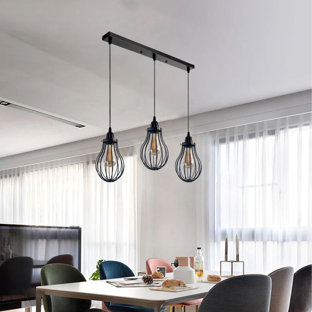 Aaron - Modern Black Caged Pendant Ceiling Light