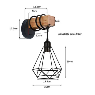 Moran - Modern Wood Caged Black Pendant Wall Light