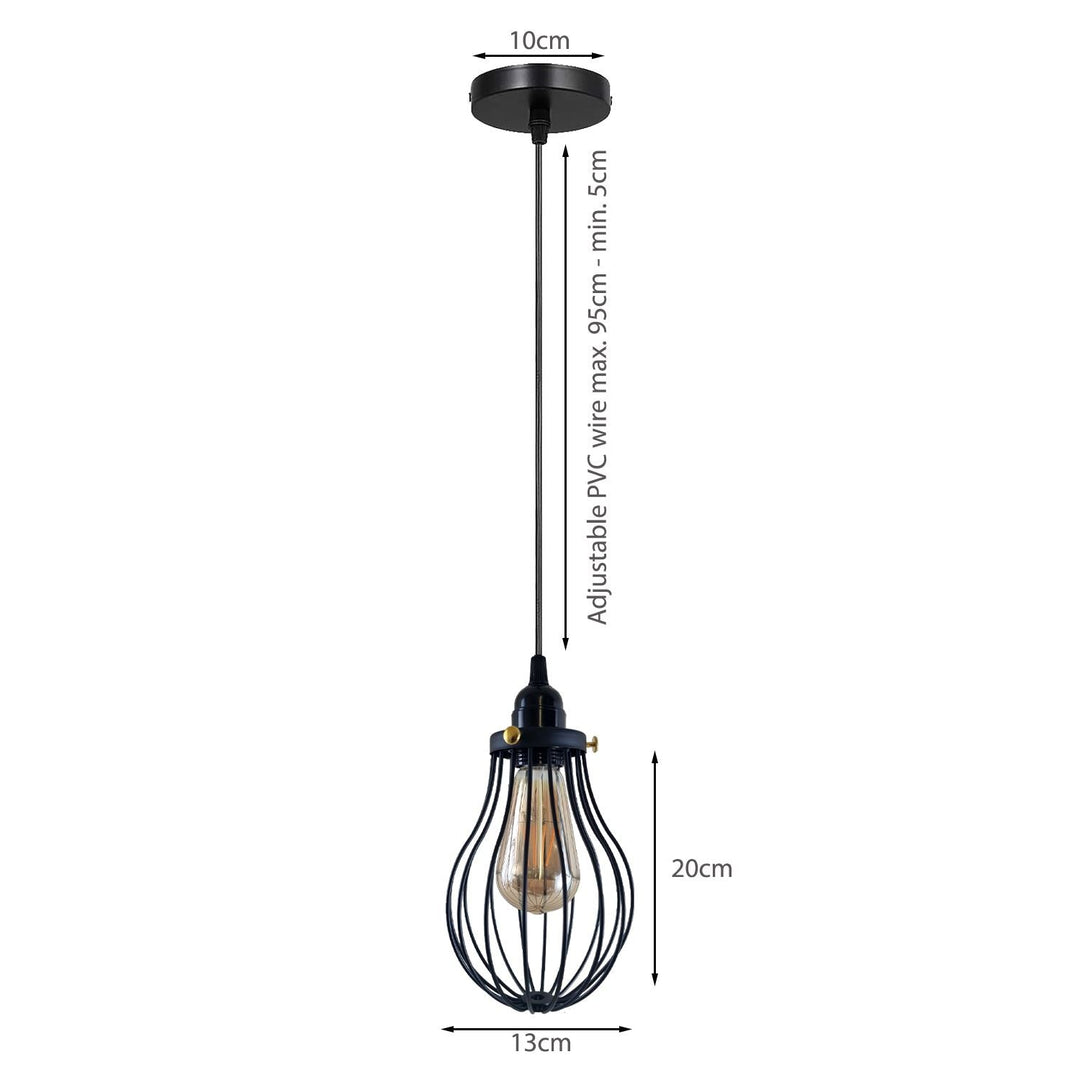 Aaron - Modern Black Caged Pendant Ceiling Light