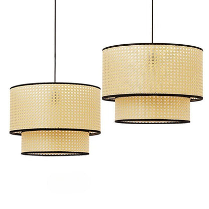 Margit - Japanese Handmade Rattan Round Tiered Ceiling Light
