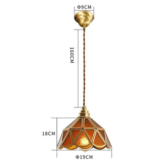 Judson - Vintage Coloured Patterned Glass Gold Frame Pendant Ceiling Light