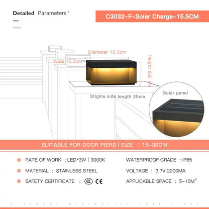Redd - Black Square Solar Powered Outdoor Light Box