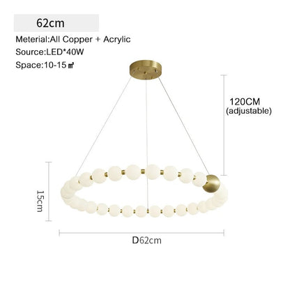 Dakota - Round Adjustable Ring Multi Milk Ball Shade Gold Hanging Chandelier