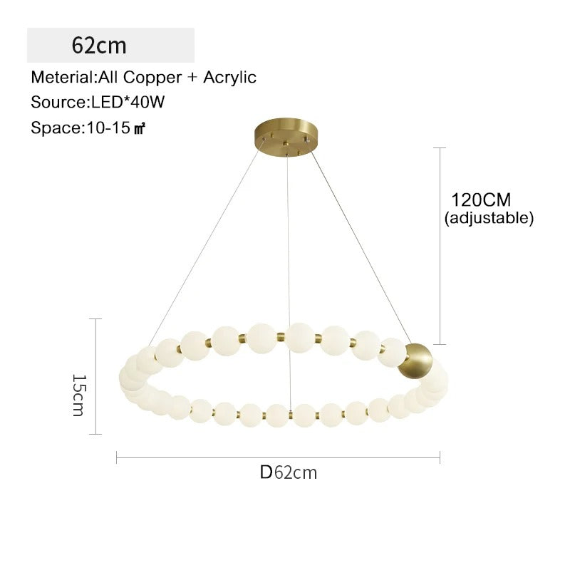 Dakota - Round Adjustable Ring Multi Milk Ball Shade Gold Hanging Chandelier