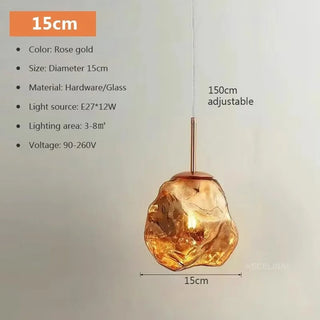 Meza - LED Stained Glass Pendant Rock Ceiling Light