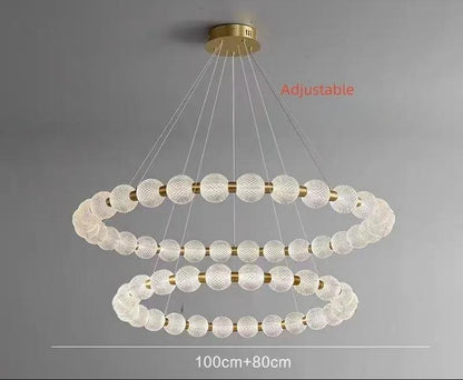 Killian - Round Patterned Glass Multi Ball Gold Frame Hanging Chandelier