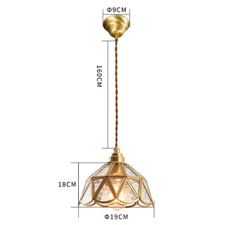 Judson - Vintage Coloured Patterned Glass Gold Frame Pendant Ceiling Light