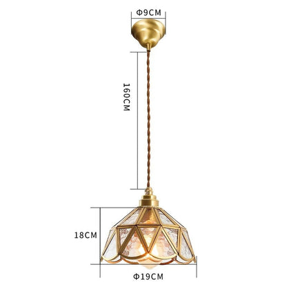 Judson - Vintage Coloured Patterned Glass Gold Frame Pendant Ceiling Light