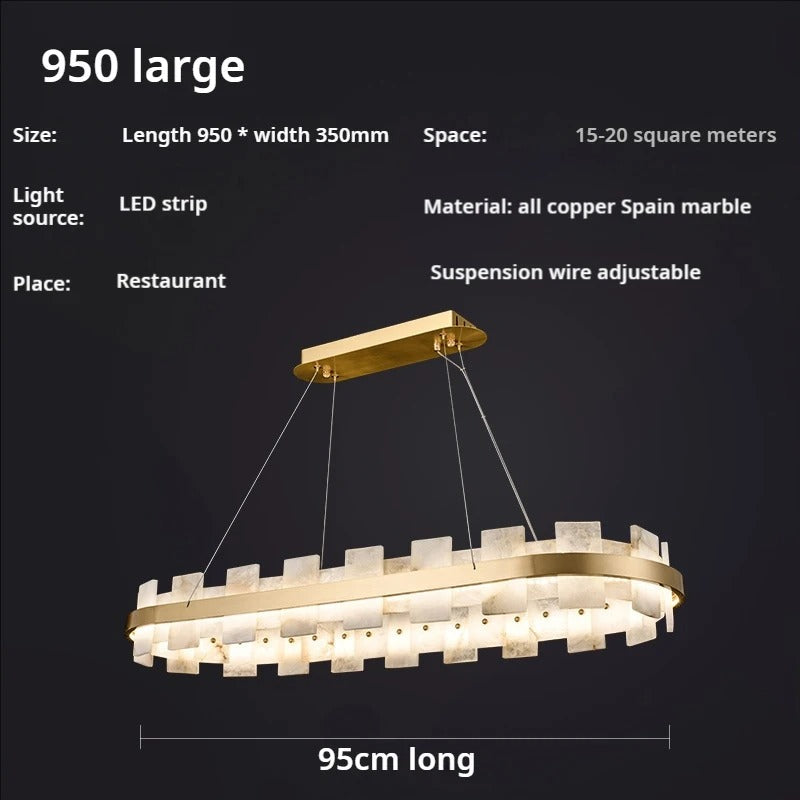 Nyah - Modern Gold Marble Hanging Cord Round Chandelier