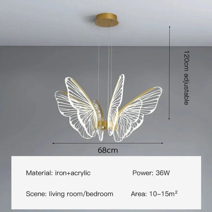 Warren - Gold LED Butterfly Wings Hanging Chandelier
