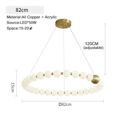 Dakota - Round Adjustable Ring Multi Milk Ball Shade Gold Hanging Chandelier