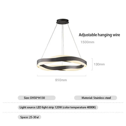 Odin - Gold Round Modern Wave Hanging Ceiling Light Chandelier