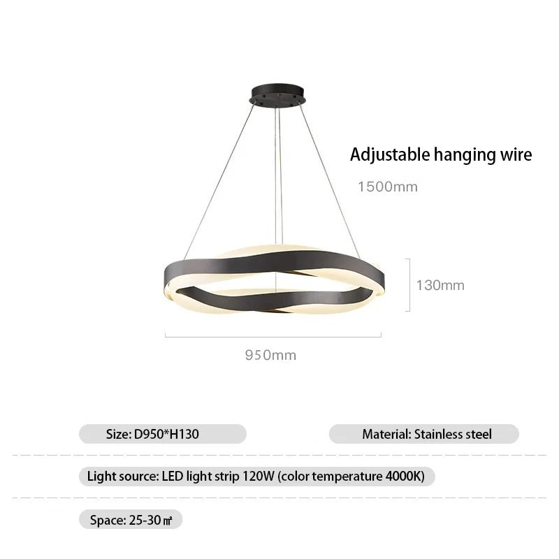 Odin - Gold Round Modern Wave Hanging Ceiling Light Chandelier