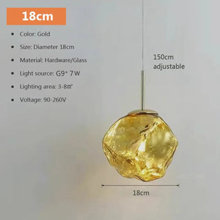 Meza - LED Stained Glass Pendant Rock Ceiling Light