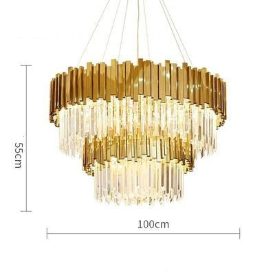 Odessa - Modern Round Gold Crystal Glass Ceiling Light Chandelier