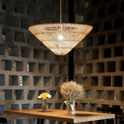 Natali - Rattan Hand-Knitted Cone Ceiling Light