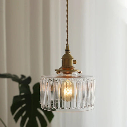 Harley - Patterned Glass Round Pendant Hanging Ceiling Light