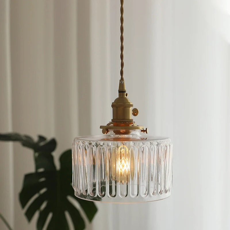 Harley - Patterned Glass Round Pendant Hanging Ceiling Light