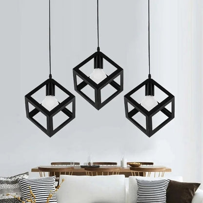 Dru - Modern Square Caged Pendant Hanging Ceiling Light
