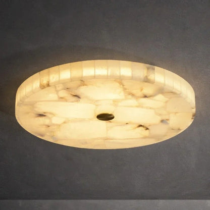 Romede - White Spanish Marble Round Flush Mount Ceiling Light