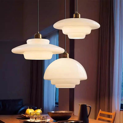 Elvia - Modern Circular Layered Dome Coloured Glass Pendant Ceiling Light
