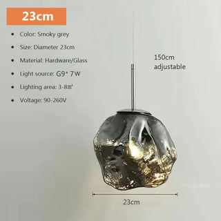 Meza - LED Stained Glass Pendant Rock Ceiling Light