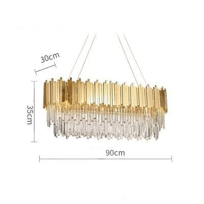 Odessa - Modern Round Gold Crystal Glass Ceiling Light Chandelier