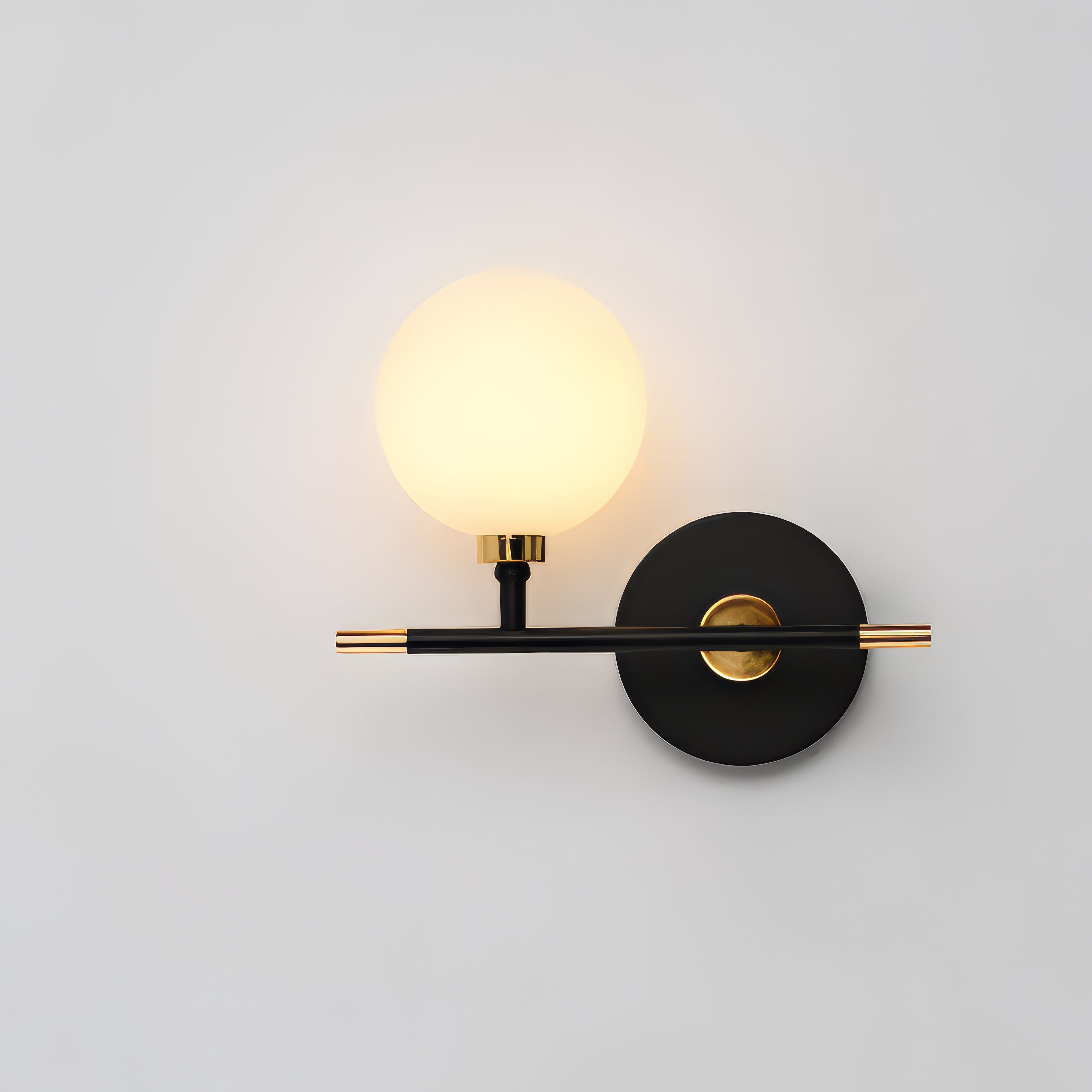 Arlo - Modern Black/Gold Milk Shade Wall Light