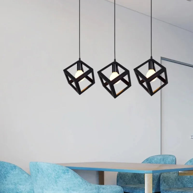 Dru - Modern Square Caged Pendant Hanging Ceiling Light