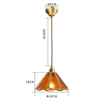 Judson - Vintage Coloured Patterned Glass Gold Frame Pendant Ceiling Light