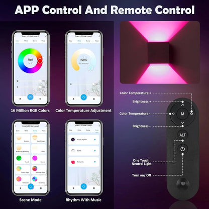 Kareem - Dimmable Multicolour Up/Down Remote Control Wall Light