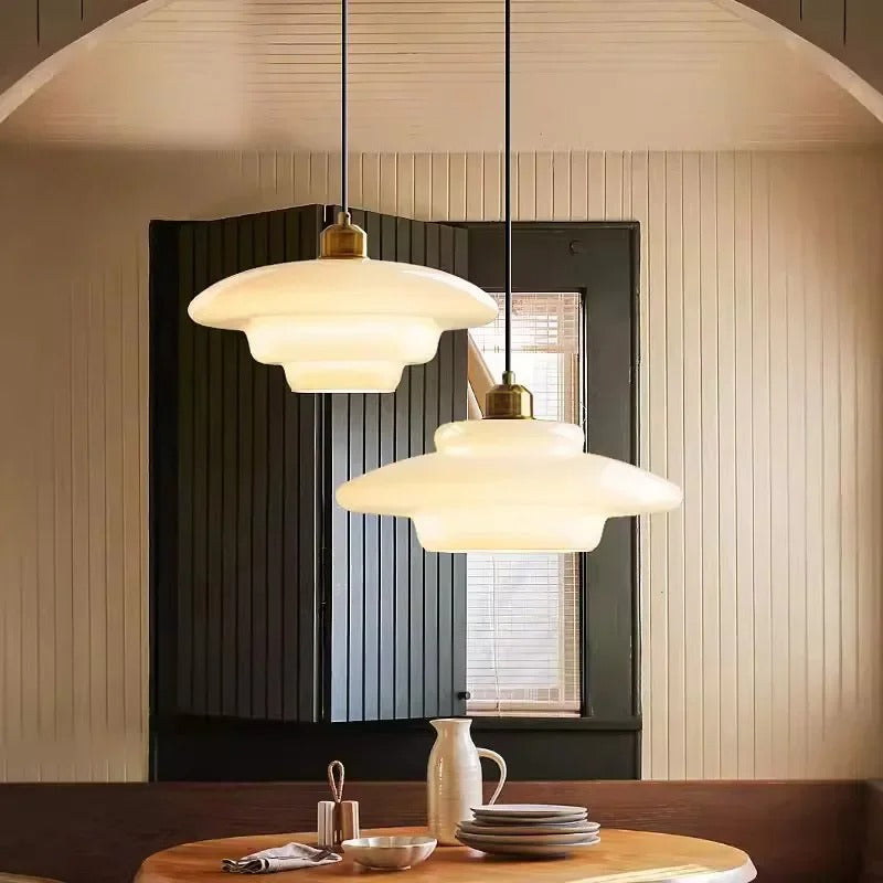 Elvia - Modern Circular Layered Dome Coloured Glass Pendant Ceiling Light