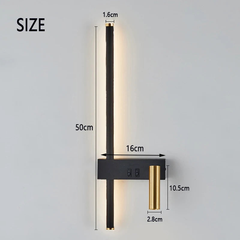 Goebel - Switch-Controlled Modern Black & Gold Dual Reading Wall Light