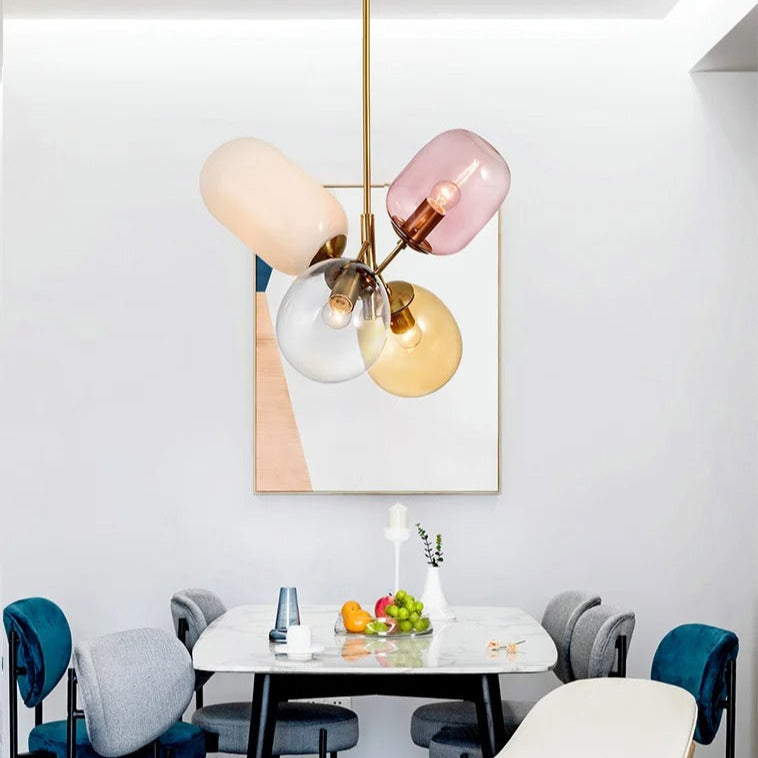 Cade - Modern Multi Coloured Glass Shade Hanging Ceiling Light