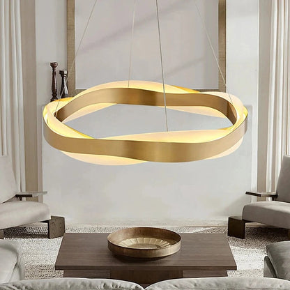 Odin - Gold Round Modern Wave Hanging Ceiling Light Chandelier