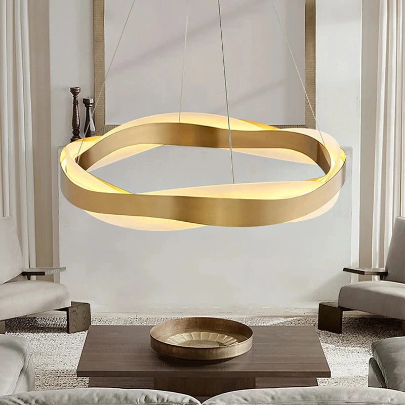 Odin - Gold Round Modern Wave Hanging Ceiling Light Chandelier