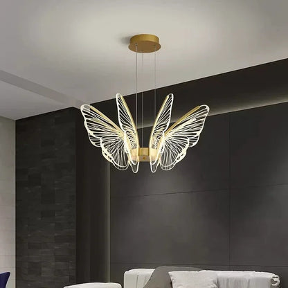 Warren - Gold LED Butterfly Wings Hanging Chandelier