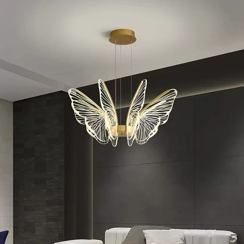 Warren - Gold LED Butterfly Wings Hanging Chandelier
